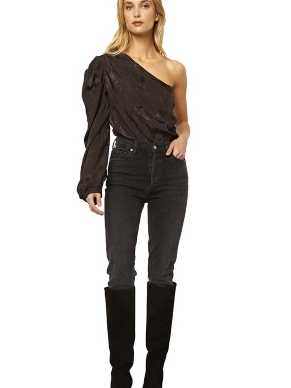 NWT MISA Los Angeles One-Shoulder Jacquard Bodysuit ~ Size XS Available